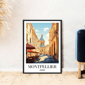 Montpellier Travel Poster France Vieille Ville Côte Méditerranéenne Téléchargement Numérique Auto-Imprimable Cadeau Affiche de Vacances Imprimable Wallart