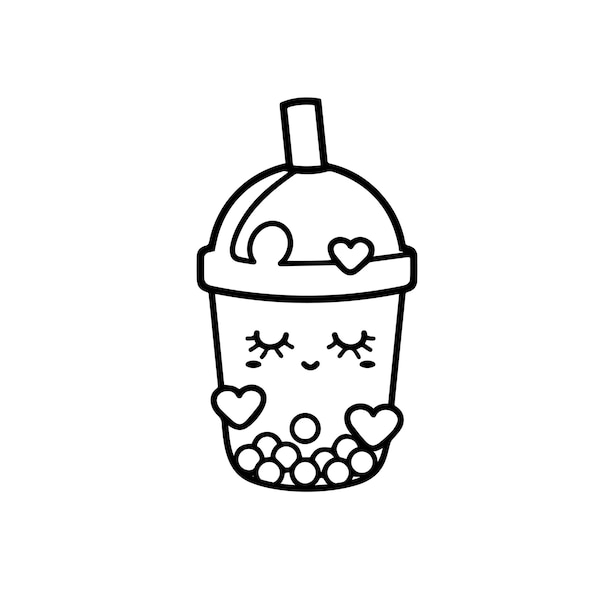 Bubble tea SVG Boba thé coupé fichier Kawaii boisson Nourriture mignonne Boba Tea amant Summer Funny Cartoon Kids Shirt design Silhouette Cricut