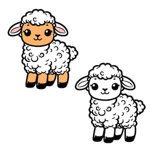 Pecora SVG, Agnello Clipart, file svg e contorno svg, linea arte pecora, disegni a sublimazione agnello, file sv decalcomania tumbler, Silhouette cameo