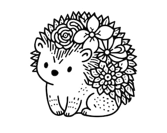 Hedgehog SVG File, Floral Hedgehog svg, Hedgehog Flowers svg, Hedgehog Floral SVG, Hedgehog cut file