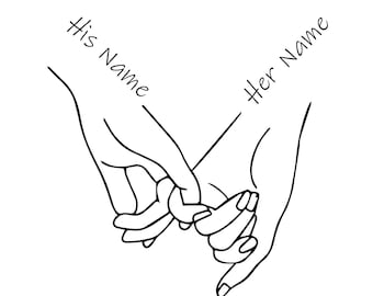 Holding Hands SVG, Pinky Hold, Love, SVG Cut File, Customize With Your Own Text, Add Names & Dates, Instant Download, Love Hands Design