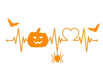 Halloween Svg, Pumpkin Svg, Heartbeat Svg, Spooky Svg, Halloween Shirt Svg, Png, Svg files for Cricut, Silhouette, Sublimation Designs eps