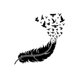 Oiseaux d’une plume SVG, plume SVG oiseau Clip Art Memorial Svg ange plume Clipart oiseau amoureux SVG Silhouette Cameo coupe Cricut fichier