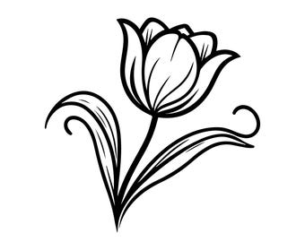 Tulip Outline SVG, Tulips SVG , Spring Flower Cutting file, Floral Vector, Tulip Clipart, Tulip Bouquet Cut files Digital Download