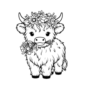 花柄牛 svg | ハイランド牛 svg | ハイランド牛 png | ハイランド牛 | 牛カットファイル | 牛クリップアート | 牛 dxf | 牛ステンシル | 牛花柄 svg
