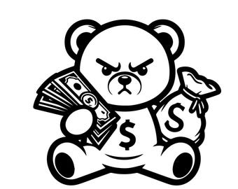 Gangster Teddy Money Svg File | Cool Kid Hipster Bear Png | Gangster Animal Clipart | Png Jpg Eps File for Cricut Silhouette Printable