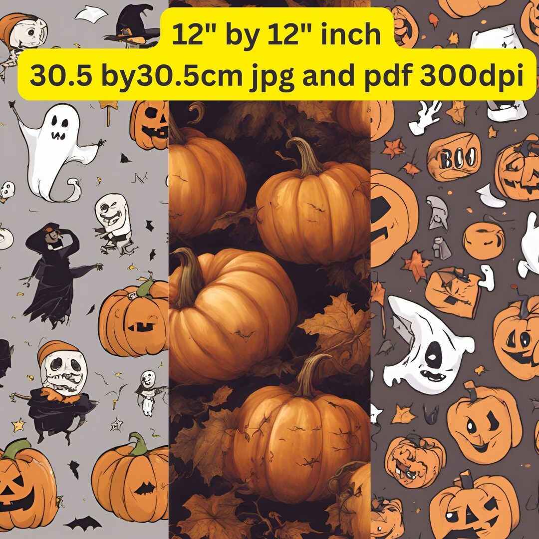 Halloween Digital Paper, 3 Trick or Treat Scrapbook Papers, Boo ...