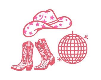 Disco Cowgirl Clip Art, Let's go Girls SVG, Space Cowgirl Bachelorette Design, Nashville Bachelorette PNG