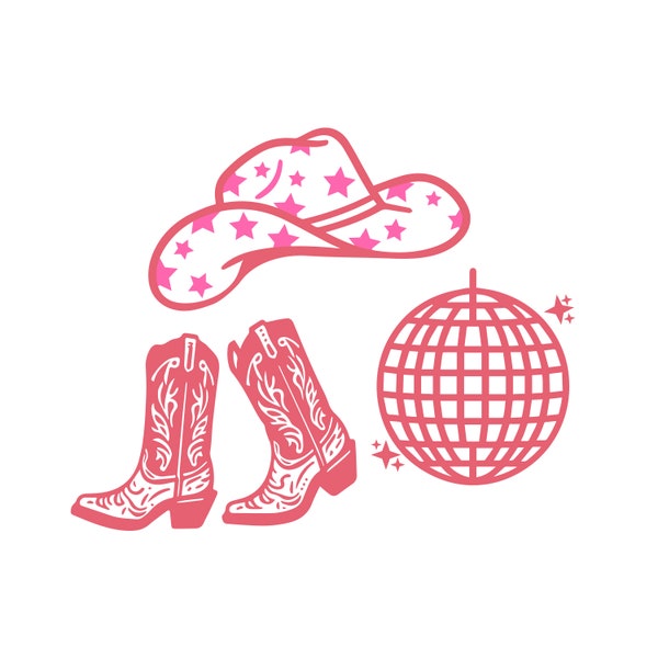 Disco Cowgirl Clip Art, Let's go Girls SVG, Space Cowgirl Bachelorette Design, Nashville Bachelorette PNG