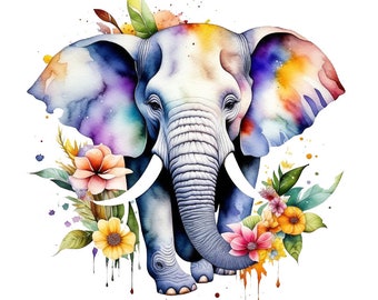Floral elephant png purple lilac flowers elephant clip art digital download clip art sublimation design jpg pdf svg png