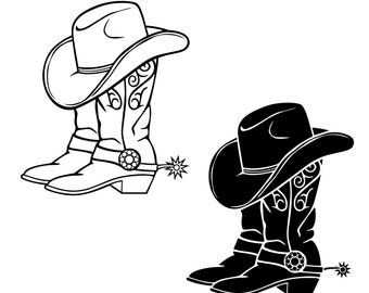 Cowboy Boots SVG, PNG, Cowgirl Boots Svg, Western Boots Svg, Rodeo Svg, Ranch Svg, Cowboy Hat Svg, Cut File
