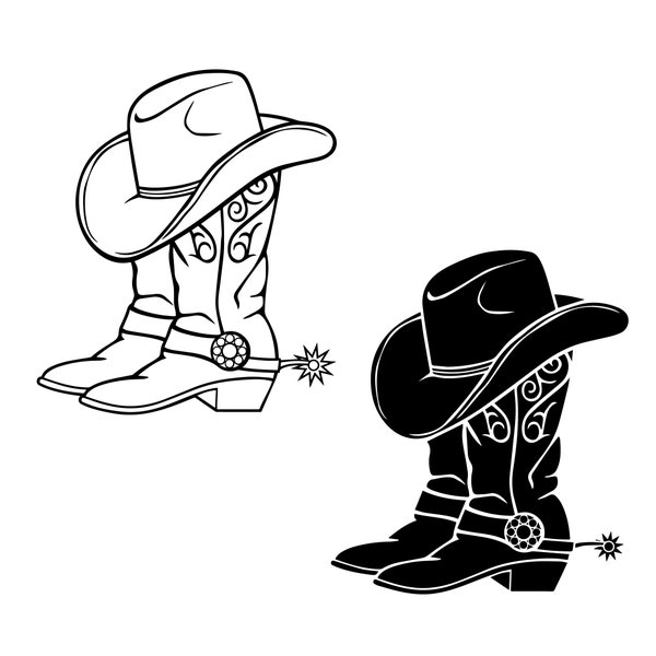 Cowboy Boots SVG, PNG, Cowgirl Boots Svg, Western Boots Svg, Rodeo Svg, Ranch Svg, Cowboy Hat Svg, Cut File
