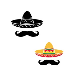 Sombrero und Schnurrbart, Cinco De Mayo, sofortiger digitaler Download, svg, png, jpg und eps Dateien enthalten