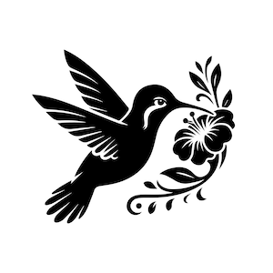 Fichier Svg de fleurs de colibri | Fleurs Svg | Clipart Colibri | Svg colibri | Fichiers Svg Png Eps pour Cricut Silhouette imprimables
