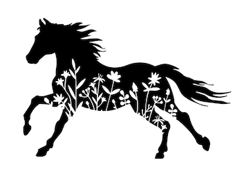 Floral Horse svg, Horse svg, Rustic svg, Farmhouse svg, summer svg, Animal Silhouette, flower SVG, shirt svg, Cut File Cricut, Silhouette
