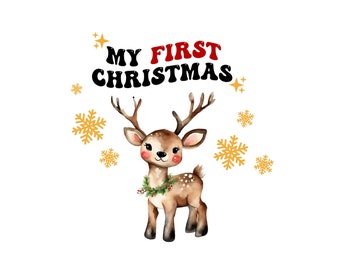 Meu primeiro bebê de Natal Rena png sublimação design download, Feliz Natal png, Rena png, Feliz Ano Novo svg, designs download