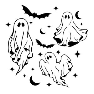 Ghost svg, Spooky season svg, Kids Halloween svg, Bat svg, Love Halloween shirt svg, Creepy ghost in heart svg, Funny fall shirt svg