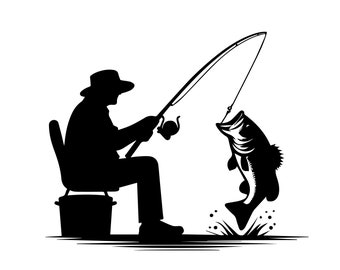Fisherman catching fish SVG, EPS, PNG,  / Fishing Svg / Cut File / Cricut / Clipart / Funny Fishing / Father's Day
