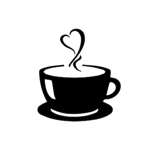 Taza svg, taza con corazón vapor svg, café svg, café svg para cricut, café svg para silueta, archivo de corte de café, imágenes prediseñadas de café
