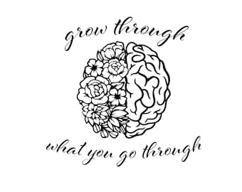 Floral Brain Mental Health SVG PNG, Mental Health svg, SVG Files, Self Love svg, Floral svg, Mental Health, graphics download, svg cut files
