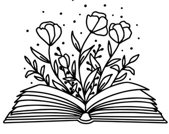 Floral Book SVG, Book Svg, Book with Flowers Svg, Reading Svg, Read, Flowers Growing Out of a Book, Pretty Book, Flowers, Flowers with Book
