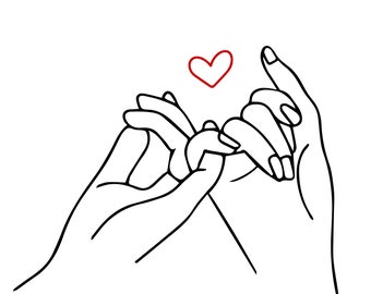 Tenersi per mano SVG, Pinky Hold, Amore, File di taglio SVG, Download istantaneo, Design delle mani d'amore