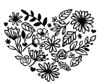 Fiore cuore SVG design ,Cuore SVG per Cricut , Corona di cuore SVG , File di taglio, download digitale png, jpg, eps