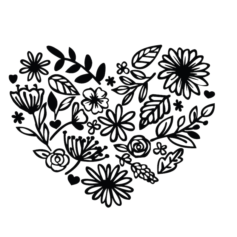Flower Heart SVG Design ,heart SVG for Cricut , Heart Wreath SVG , Cut ...