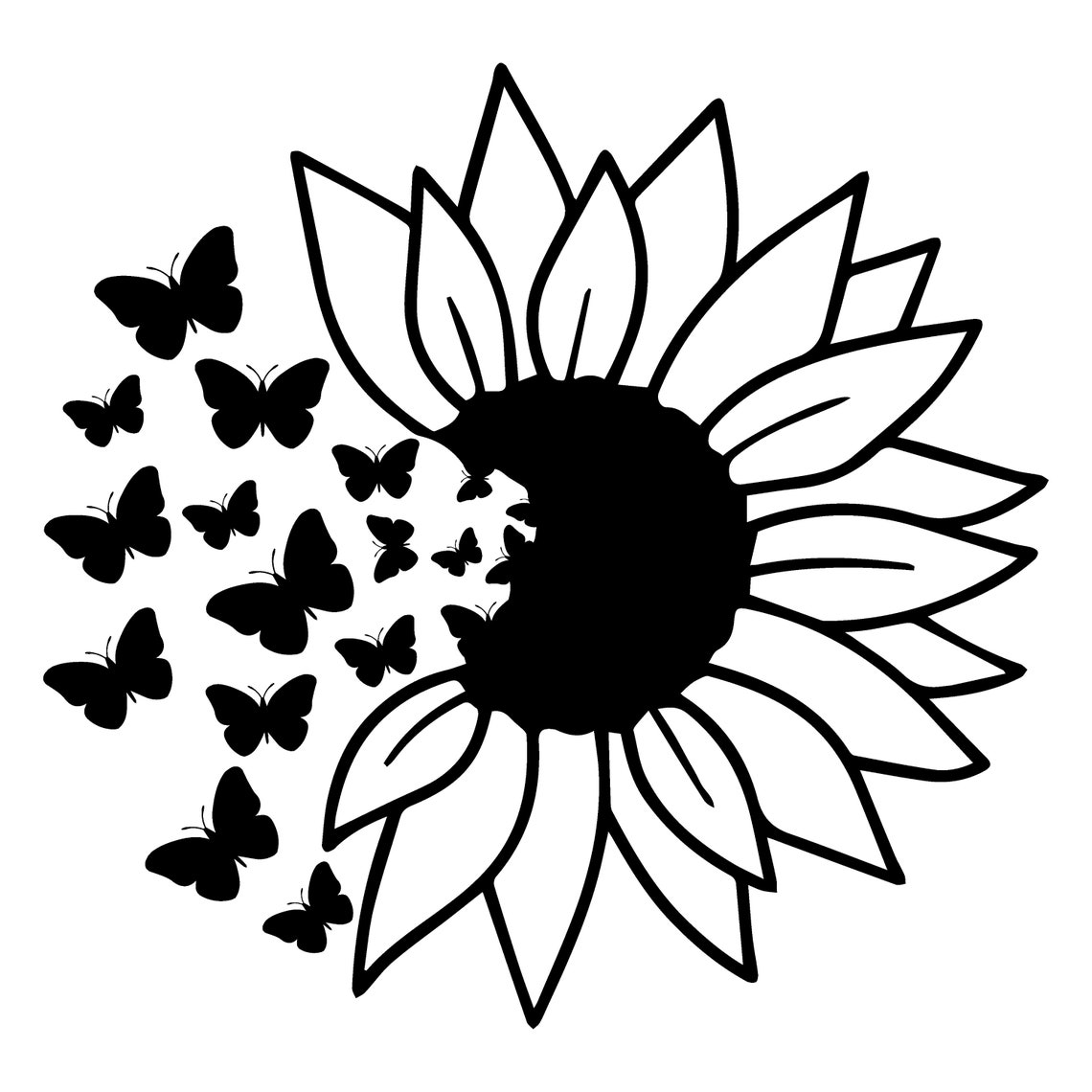 Sunflower Butterfly Svg Sunflower Svg Butterfly Svg Etsy