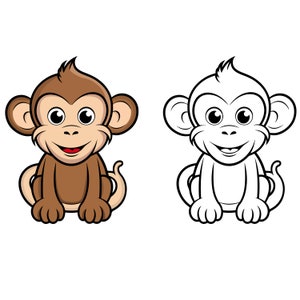 Bébé singe SVG Jungle Animal SVG singe SVG mignon singe SVG Animal SVG doux bébé singe SVG fichier pour Cricut mignon Animal coupe fichier png eps
