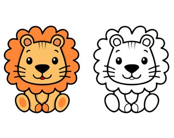 Cute Lion With Sunglasses Outline SVG Cut File for Cricut Silhouette ...