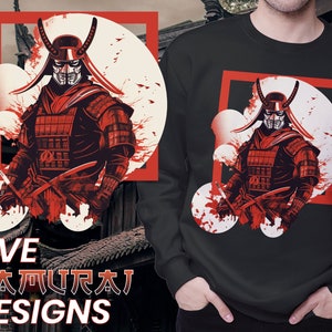 SAMURAI tshirt designs - 5 amazing samurai tshirt designs - PNG & SVG - Digital download