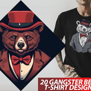 Desenhos de camisetas - Gangster bear street wear - PNG e SVG