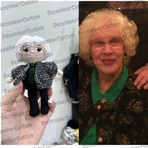 Custom Crochet Dolls, Crochet Grandma Gift, Doll From Portrait, Look Alike Doll, Personlaized Gifts for Mom Dad Her Mother Day Birthday Gift