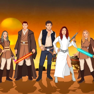Custom Star Wars Jedi Portrait, Fantastic Portrait, Turn Me Jedi, Portrait From Photo, Star Wars Inspired Family Portrait, Christmas Gift