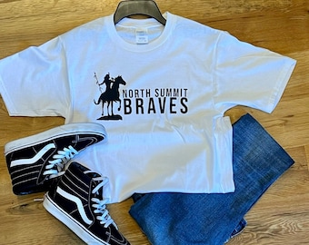 North Summit Braves T-shirt: Indian Brave on Horse Design