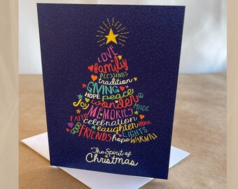 Christmas Card Set Tree Spirit of Christmas Words & Wishes