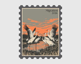 Sandhill Crane Migration Sticker – Kearney & Grand Island Nebraska Bird Watching Gift – Platte River Spring Souvenir