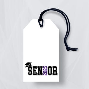 Graduation Gift Tags - Perfect Party Favors for the Seniors in Class of 2025, Digital Download Print at home Purple Black