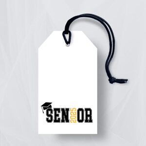 Graduation Gift Tags - Perfect Party Favors for the Seniors in Class of 2025, Digital Download Print at home Gold Black