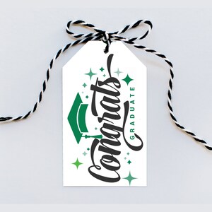 Graduation Gift Tags - Perfect Party Favors for the Seniors in Class of 2025 Green Congrats Graduate, Digital Download Print at home