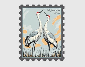 Sandhill Crane Migration Sticker – Kearney & Grand Island Nebraska Bird Watching Gift – Platte River Spring Souvenir