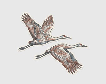 Sandhill Crane Migration Sticker – Kearney & Grand Island Nebraska Bird Watching Gift – Platte River Spring Souvenir