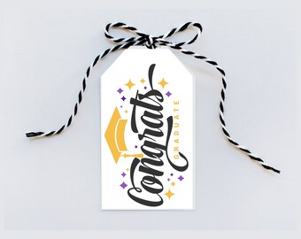 Class of 2026 Graduation Gift Tags - Yellow Gold, Printable (Digital Download)