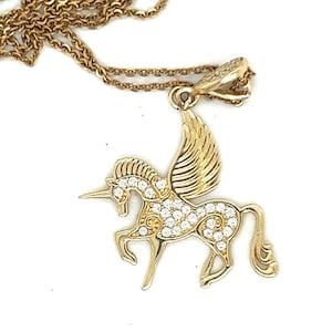 Horse Pendant Necklace Charm With White Sapphire 14k Yellow Gold Diamond Classic Pendant For Her Gift For Equestrian