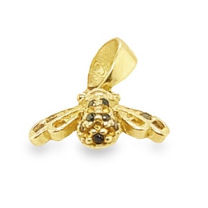 Emerald Gemstone Bumble Bee Necklace Charm For Women 14k Yellow Gold Minimalist Pendant For Her Dainty Nature Themed Pendant