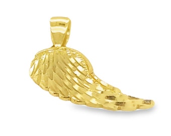 Angel Wings Necklace Charm 14K Yellow Gold Charm Gift For Her Dainty Pendant Guardian Angel Charm Necklace For Women