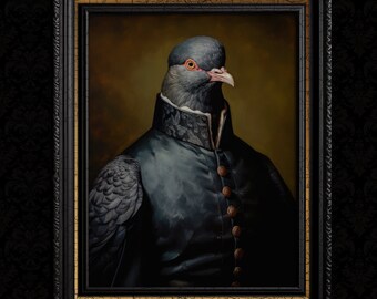 Pigeon Art Wall Decor Print - Victorian Pigeon Fantasy Portrait