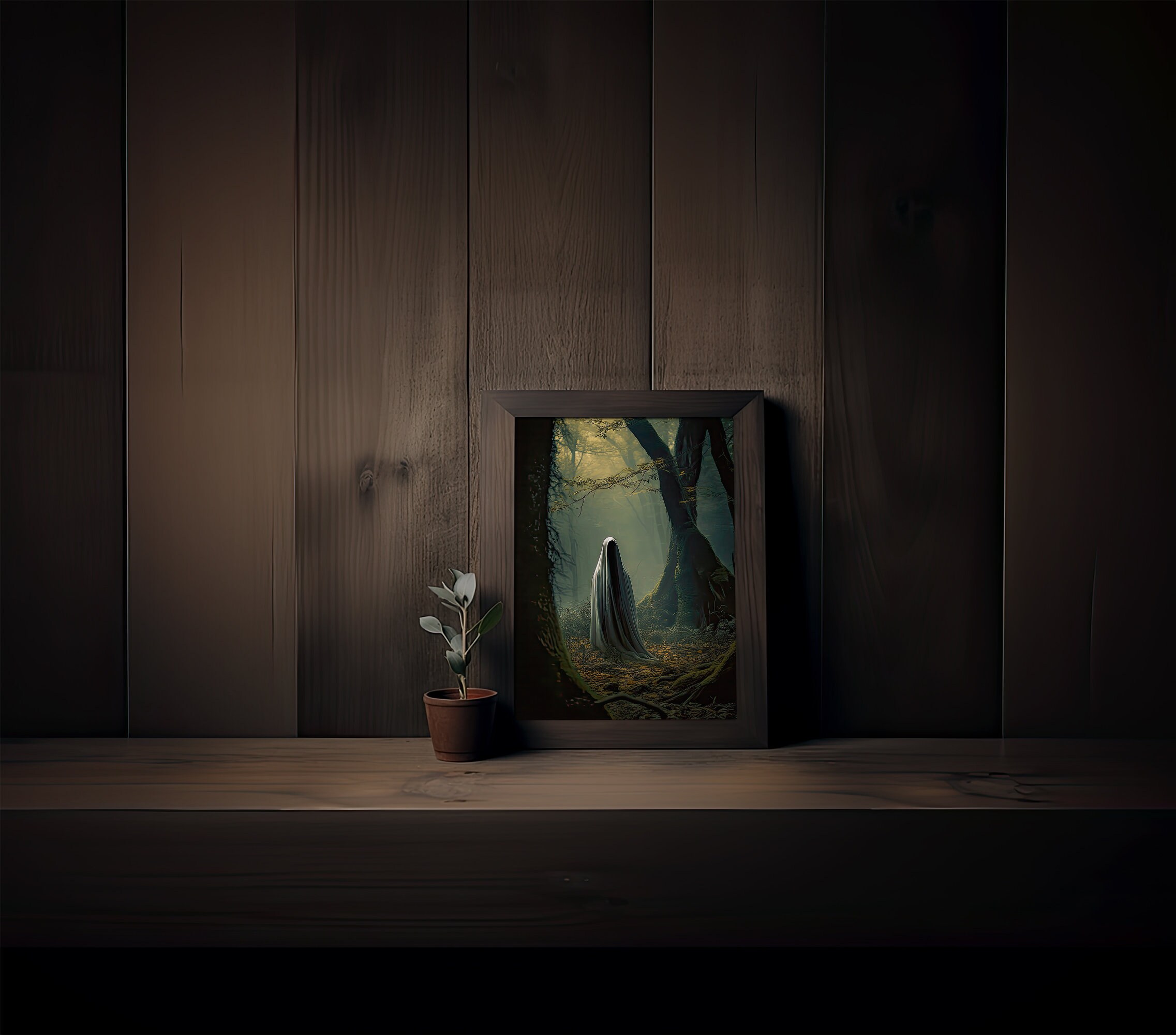 YFCLDPH Poster Gotico Fantasma Nella Foresta – Stampa Su Tela Vintage, Decorazione Da Parete Per Soggiorno E Camera Da Letto