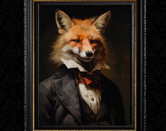 Fox Art Print Fantasy Portret Zwierzęcy